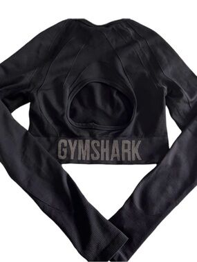 Workout set Gymshark set Black Long Sleeve Cutout Back Crop Top